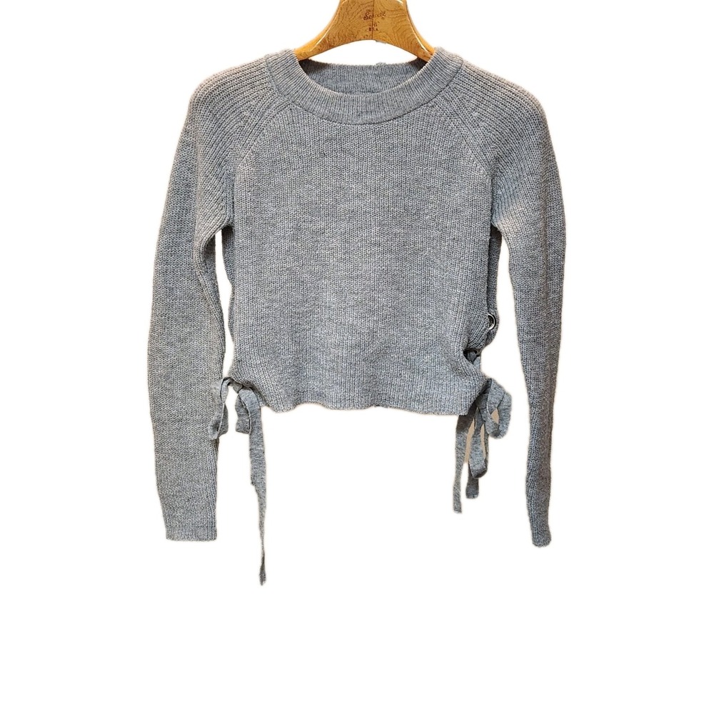 Rue21 Gray Lace-Up Side Sweater Juniors M | Y2K Cozy Grunge Streetwear Layer